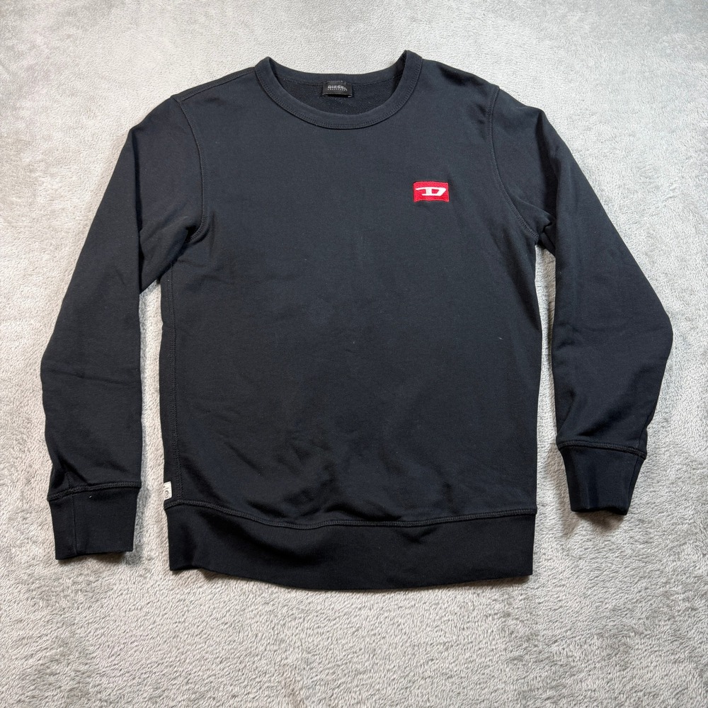 Diesel Sweatshirt Men XS Black Crew Neck Embroidered Logo